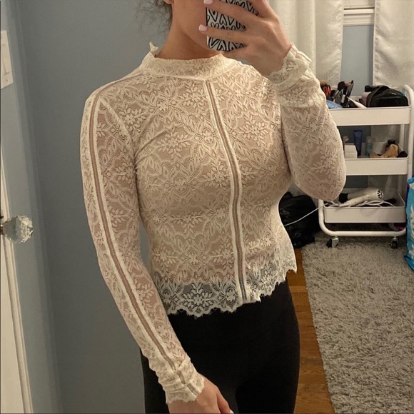 🔵 Wilfred White Lace Long Sleeve Top - Picture 2 of 4
